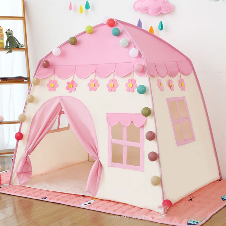 Cort de joaca pentru copii cu lumini, Zola®, casuta cu ferestre, roz cu alb, inaltime totala 126 cm Cort de joaca pentru copii cu lumini, Zola®, casuta cu ferestre, roz cu alb, inaltime totala 126 cm